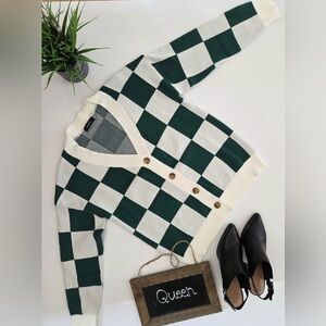 Dokotoo Women’s Checkered Knit Cardigan | Button Front | Size M